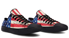 Retro American Flag Black Lowtop Sneaker