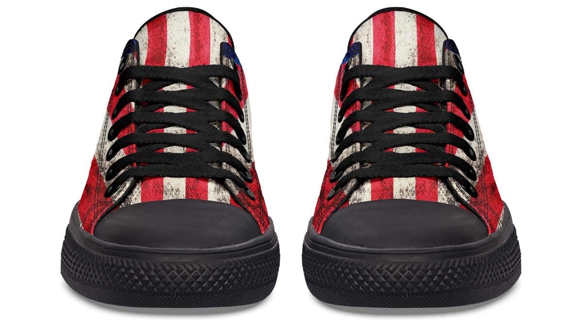 Retro American Flag Black Lowtop Sneaker
