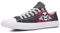 Pink Skull with Dumbbell White Lowtop Sneaker
