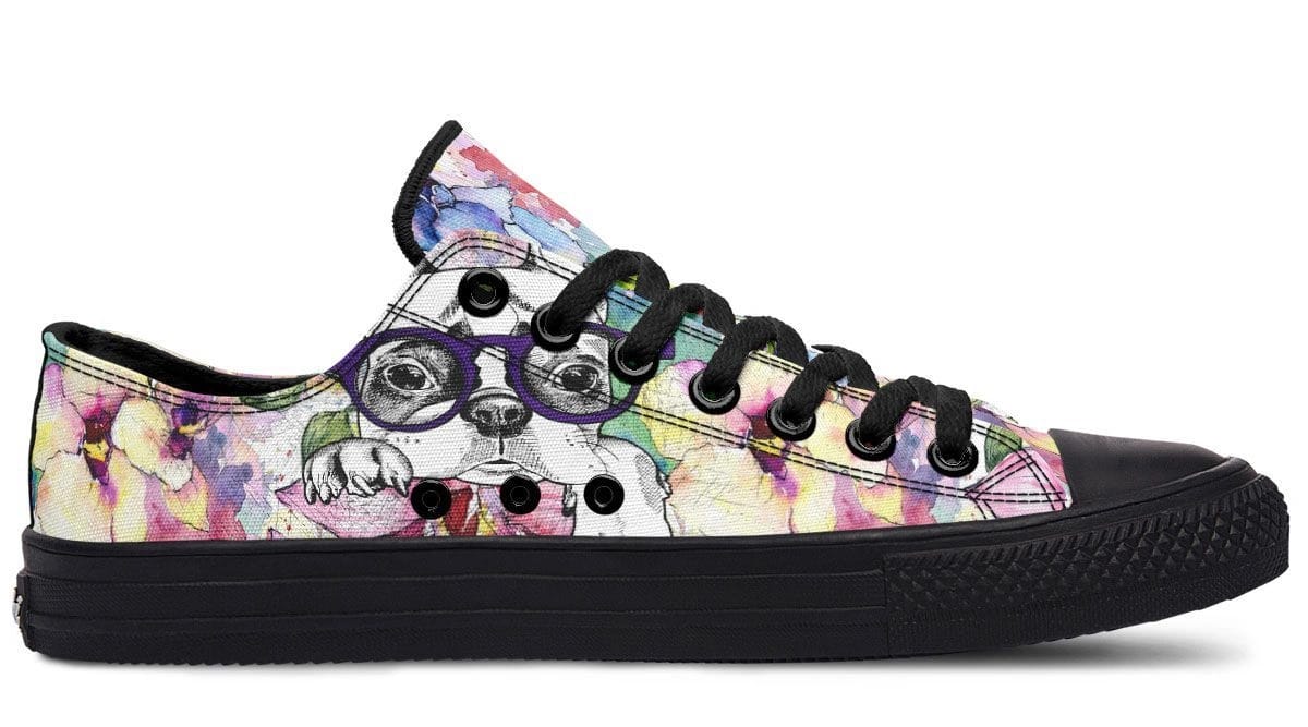 Watercolor Flower with Dog pattern Lowtop Sneaker