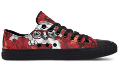 Red Rose Flower with Dog pattern Lowtop Sneaker