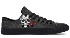 Skull with Rose Black Lowtop Sneaker