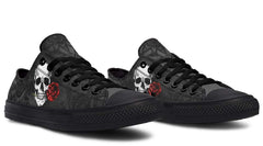 Skull with Rose Black Lowtop Sneaker