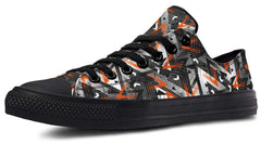 Orange Polygon Pattern Black Lowtop Sneaker