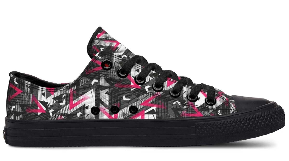 Pink Polygon Pattern Black Lowtop Sneaker