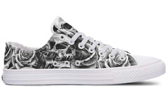 Skull and Rose BW Pattern Lowtop Sneaker