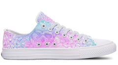 Pink Skull Pattern White Lowtop Sneaker