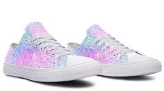 Pink Skull Pattern White Lowtop Sneaker