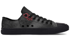 Red Rose Black Skull Art Lowtop Sneaker