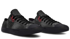 Red Rose Black Skull Art Lowtop Sneaker