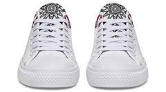 Red Rose Black Skull Art White Lowtop Sneaker