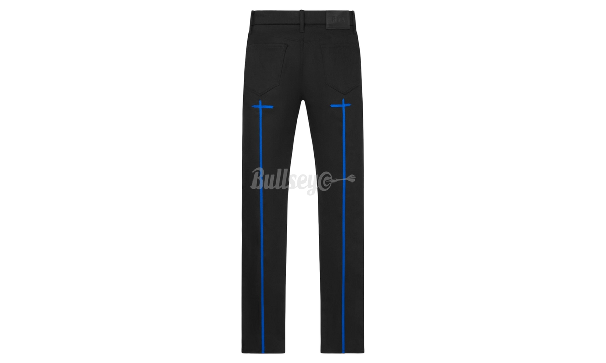 RTA Bryant Black Blue Long Cross Skinny Jeans