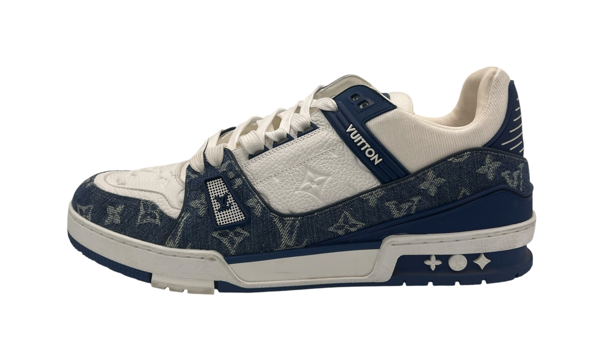 Louis Vuitton Blue Denim/ White Trainer Sneaker (PreOwned) (No Box)