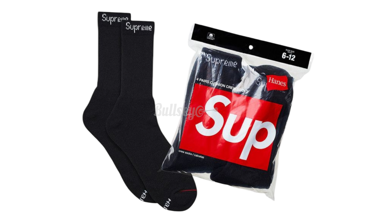Supreme Hanes Crew Socks (4 Pack) Black