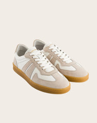 Low sneakers in nappa leather with suede calf leather insert