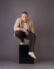 Low sneakers in nappa leather with suede calf leather insert