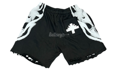Vertabrae Skull Storm Distressed Black Shorts