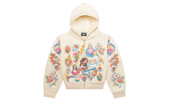We Are Righteous Risen King Cream Cropped Zip-Up Hoodie
