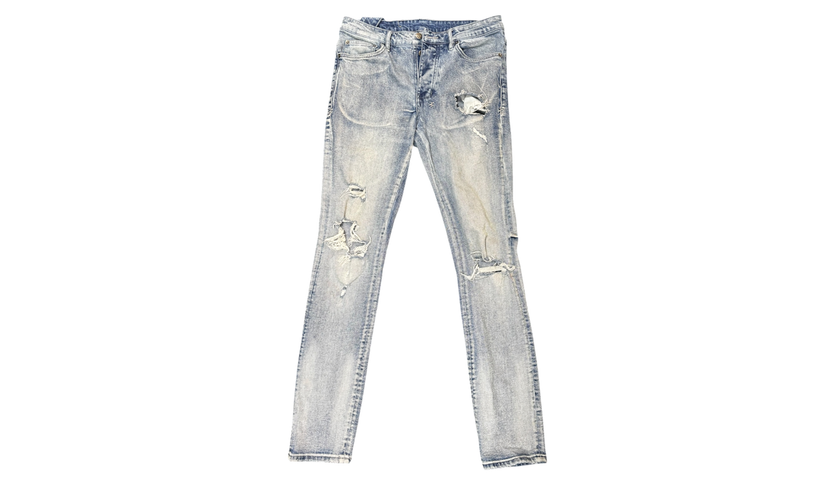 Ksubi Distressed Light Wash Blue Denim (PreOwned) (Flawed)