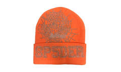 Sp5der Rhinestone Web Orange Beanie (New York Exclusive)